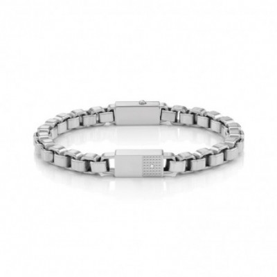 Style Bracelet in Stainless Steel and White Zirconia