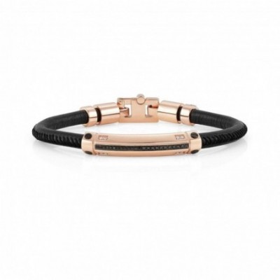 Gentleman Leather and Rose Gold Bracelet