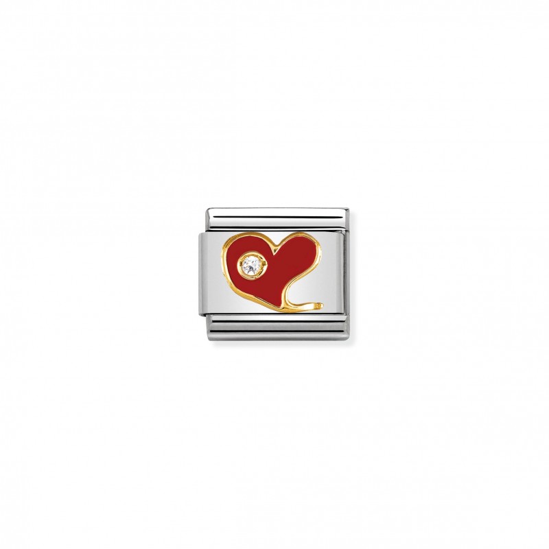 Composable Classic Link red Heart with Enamel and Stone