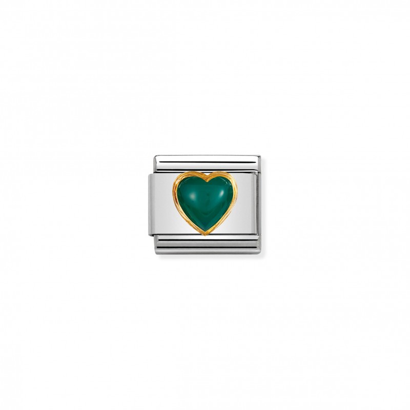 Composable Classic Link Heart with green Agate