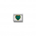 Composable Classic Link Heart with green Agate