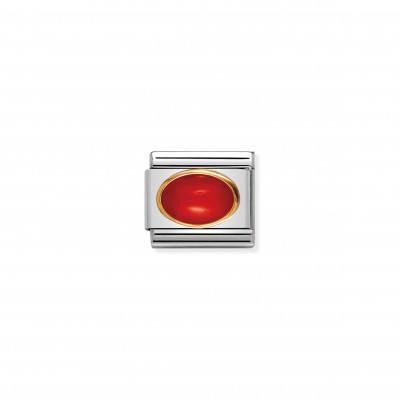 Composable Classic Link in Gold with red Coral