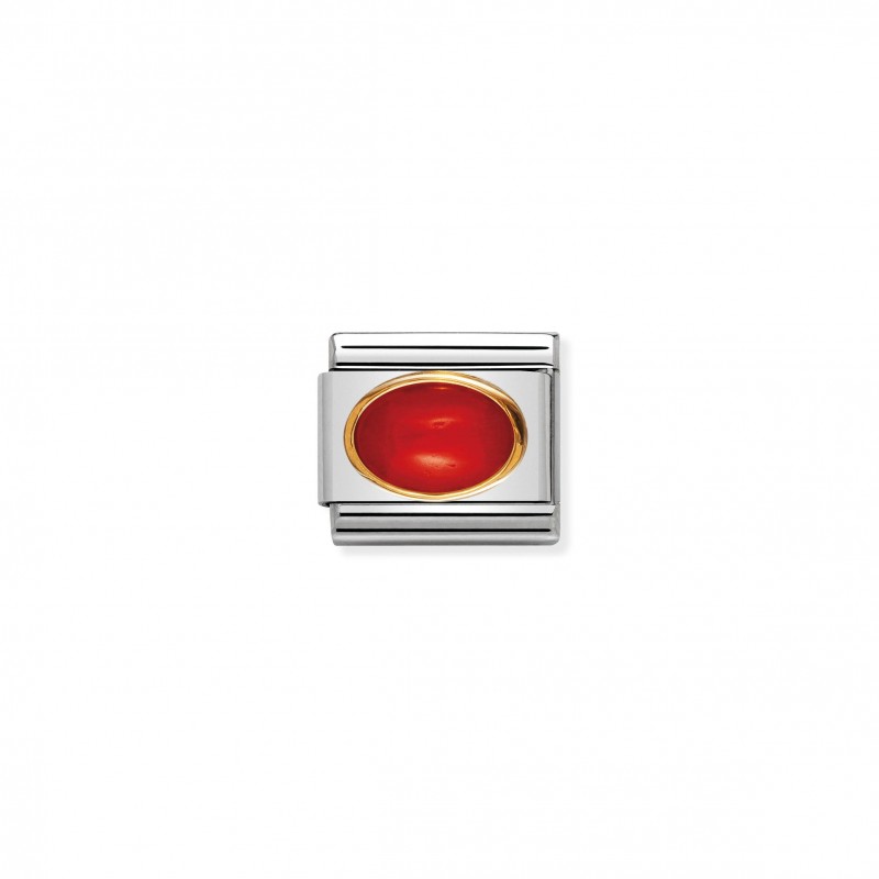 Composable Classic Link in Gold with red Coral