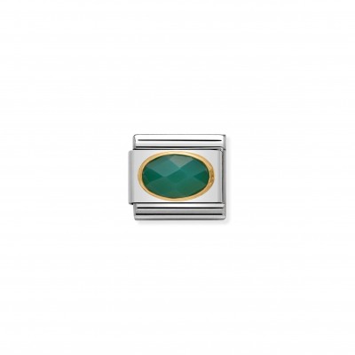 Composable Classic Link in Gold with faceted green Agate