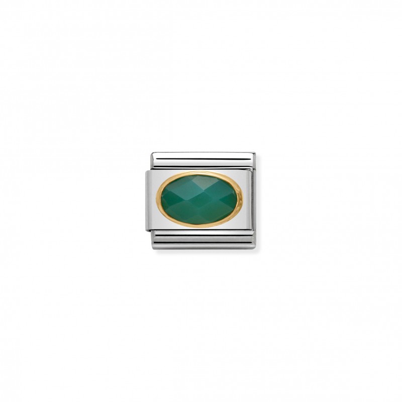 Composable Classic Link in Gold with faceted green Agate