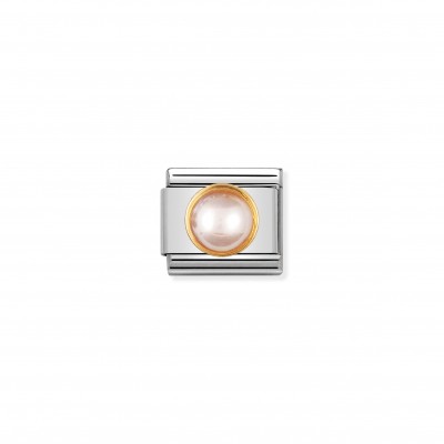 Composable Classic Link in gold with round pink pearl