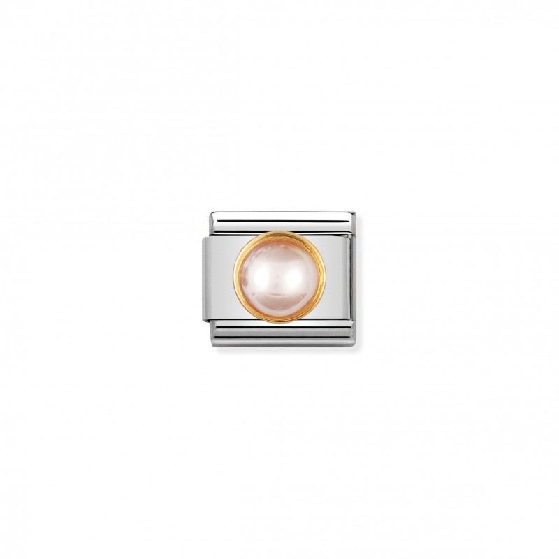 Composable Classic Link in gold with round pink pearl