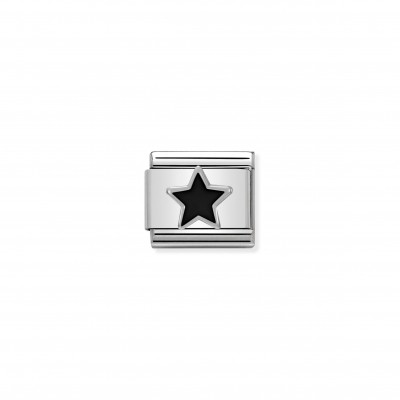 Composable Classic Link black Star in Silver and Enamel