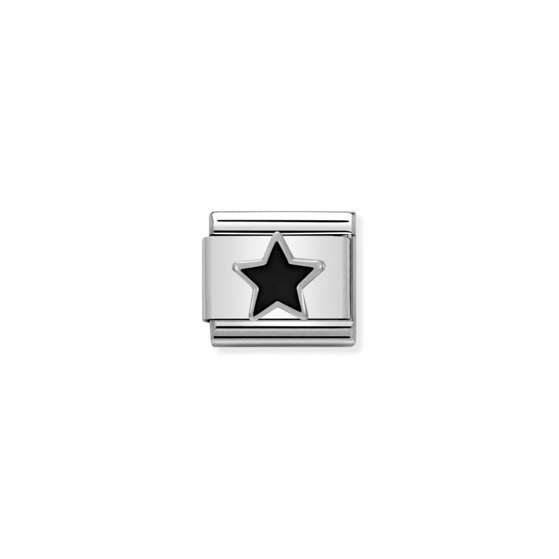 Composable Classic Link black Star in Silver and Enamel