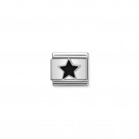 Composable Classic Link black Star in Silver and Enamel