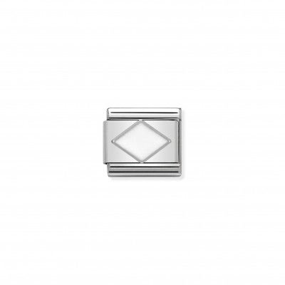 Composable Classic Link white Rhombus in Silver and Enamel