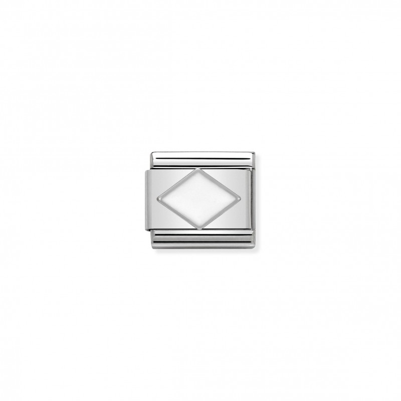 Composable Classic Link white Rhombus in Silver and Enamel