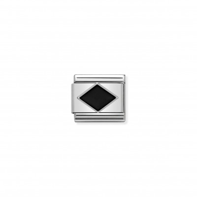 Composable Classic Link black Rhombus in Silver and Enamel