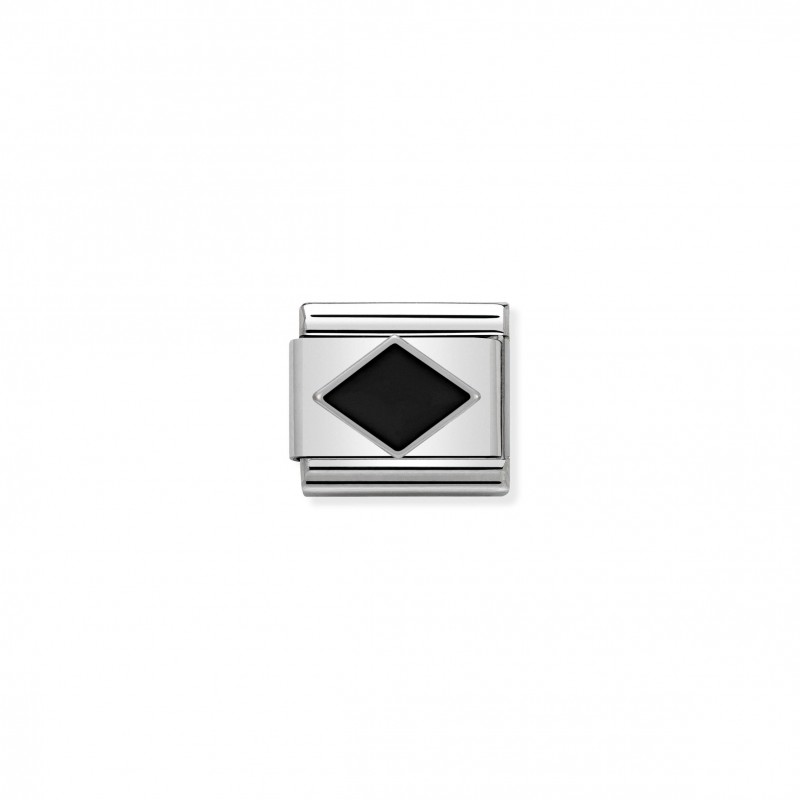 Composable Classic Link black Rhombus in Silver and Enamel