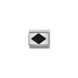 Composable Classic Link black Rhombus in Silver and Enamel