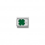 Composable Classic Link green Clover in Silver and Enamel