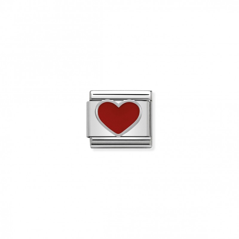 Composable Classic Link red Heart in Silver and Enamel