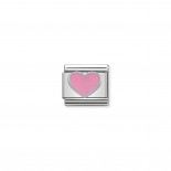 Composable Classic Link pink Heart in Silver and Enamel