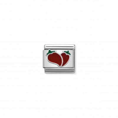 Composable Classic Link Chilli Heart in Silver and Enamel