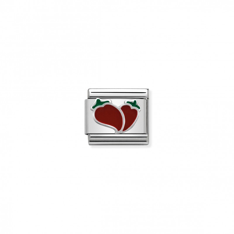 Composable Classic Link Chilli Heart in Silver and Enamel