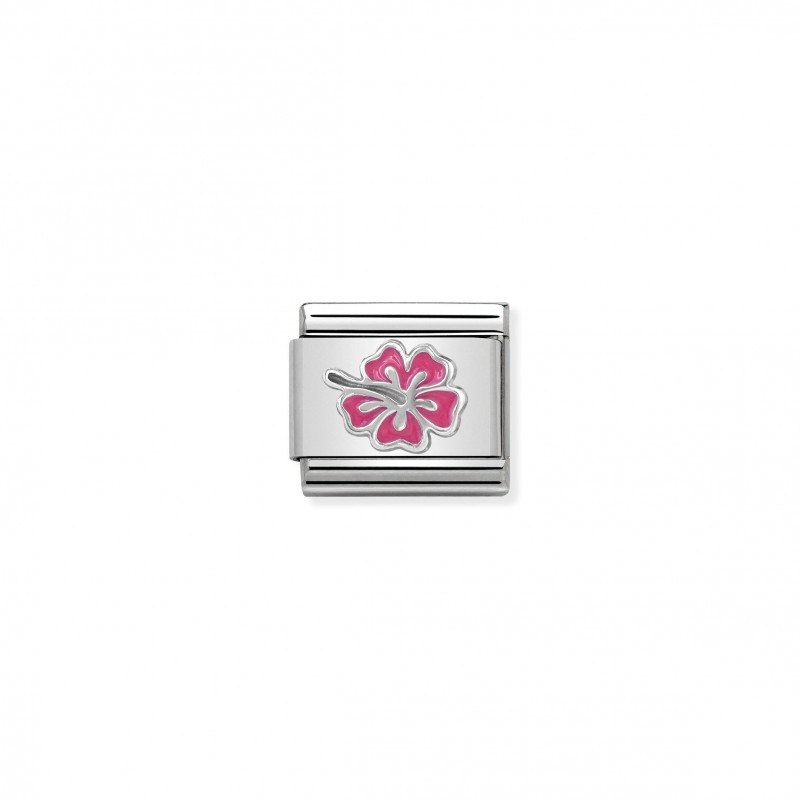 Composable Classic Link pink Hibiscus in Silver