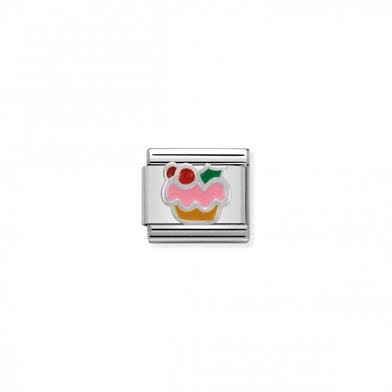 Composable Classic Link Cupcake in Silver and Enamel