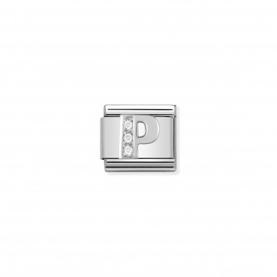 Composable Classic Link Letter P in Silver and Stones