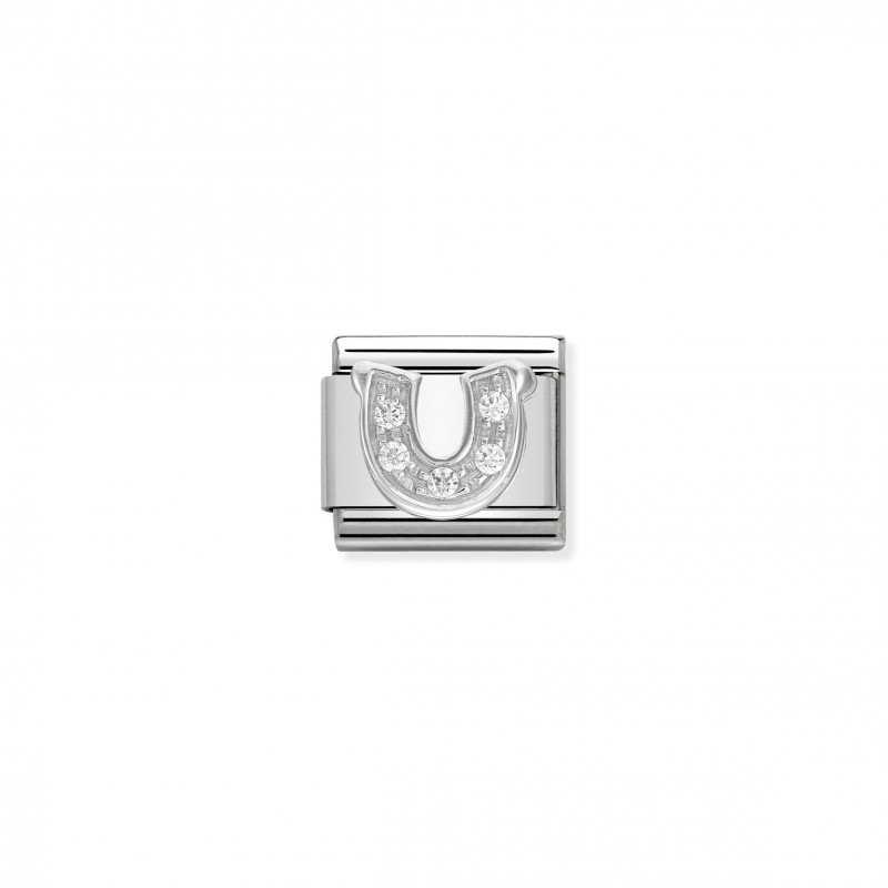 Composable Classic Link Horseshoe in Silver and Stones