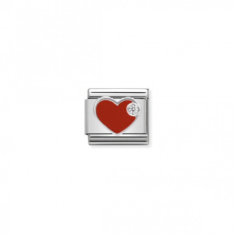 Composable Classic Link red Heart in Silver and Enamel