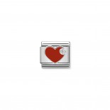 Composable Classic Link red Heart in Silver and Enamel