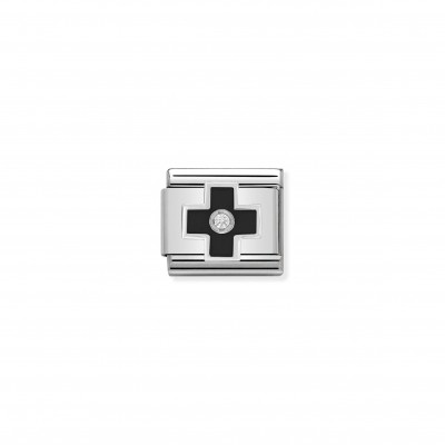 Composable Classic Link black Cross in Enamel and Stone