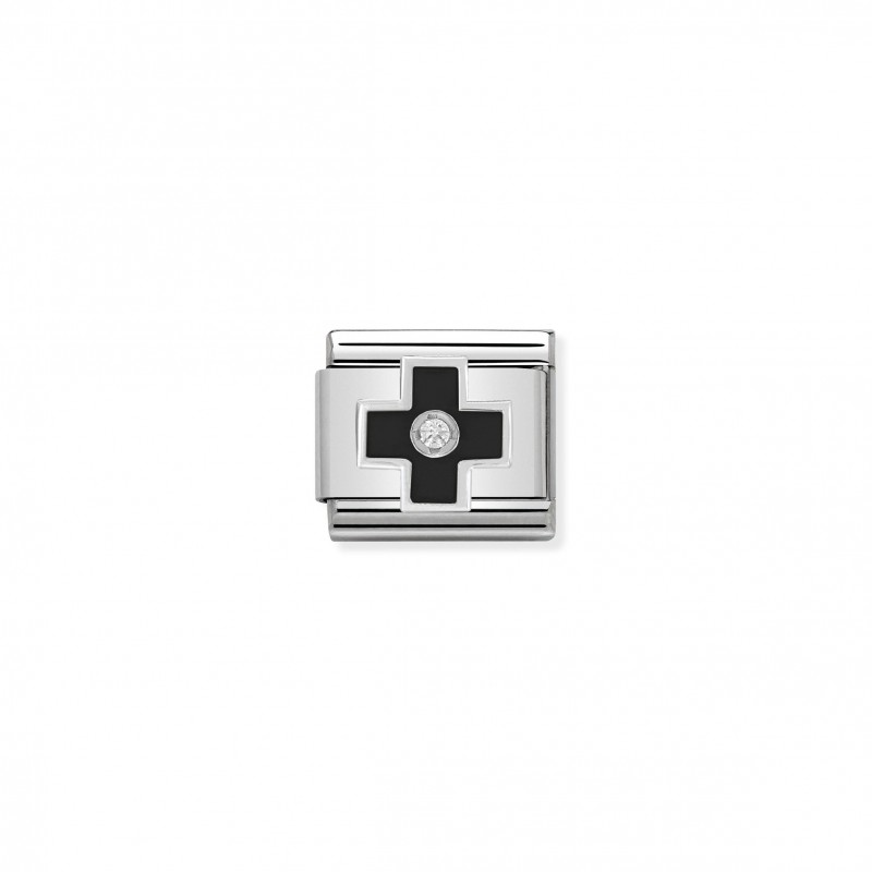 Composable Classic Link black Cross in Enamel and Stone