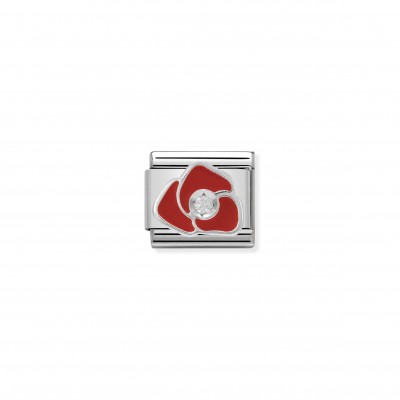 Composable Classic Link red Rose in Enamel and Stone