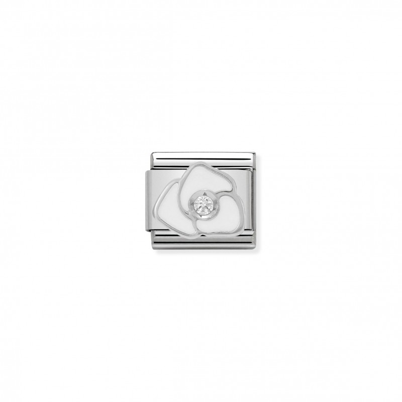 Composable Classic Link white Rose in Enamel and Stone