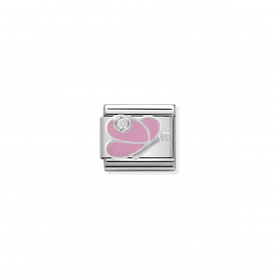 Composable Classic Link pink Butterfly in Enamel and Stone