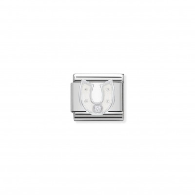 Composable Classic Link white Horseshoe in Enamel and Stone