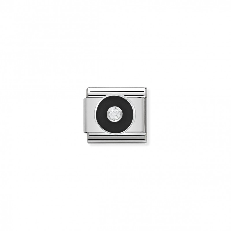 Composable Classic Link black Circle in Enamel and Stone