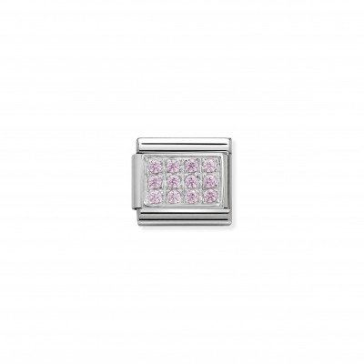 Composable Classic Link in Silver and pink Stones