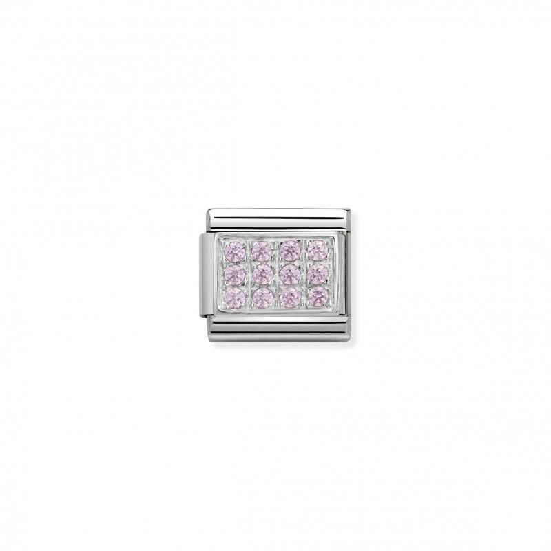 Composable Classic Link in Silver and pink Stones