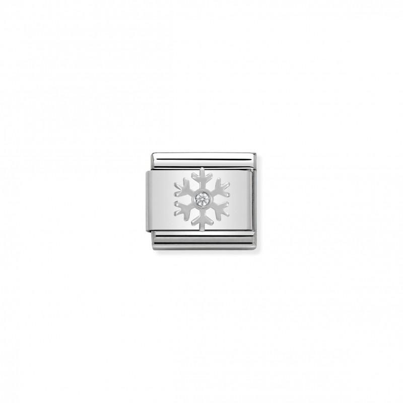 Composable Classic Link white Snowflake in Silver and Stones