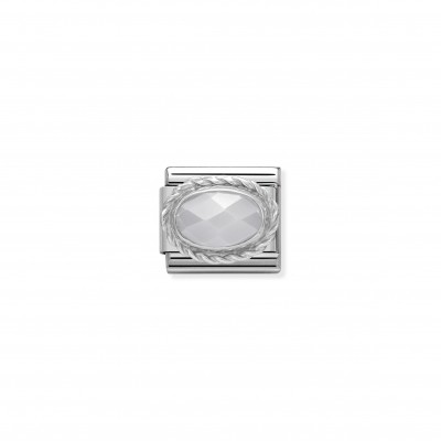 Composable Classic Link in Silver with white Jade