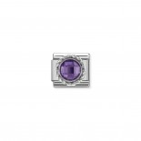 Composable Classic Link Round faceted purple Stone and Silver