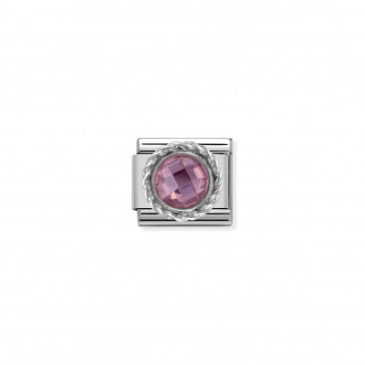 Composable Classic Link Round faceted pink Stone and Silver