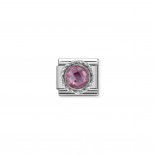 Composable Classic Link Round faceted pink Stone and Silver