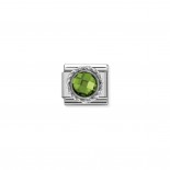 Composable Classic Link Round faceted green Stone and Silver