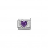 Composable Classic Link Heart-shaped faceted purple Stone and Silver