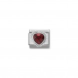 Composable Classic Link Heart-shaped faceted red Stone and Silver