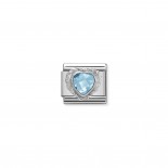 Composable Classic Link Heart-shaped faceted light blue Stone and Silver