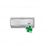 Composable Classic Double Link Green four-leaf clover