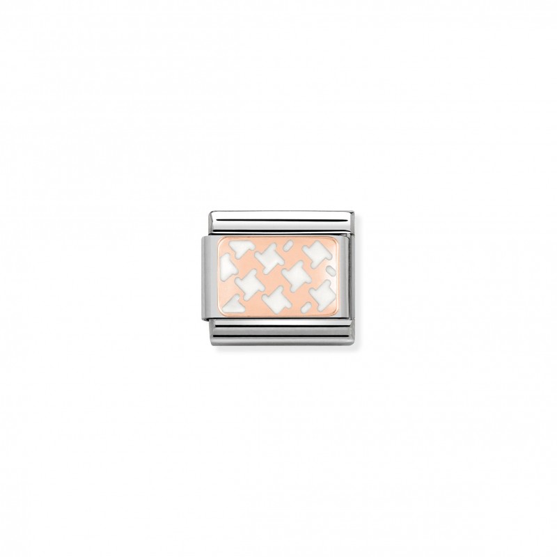 Composable Classic Link Rose Gold white Houndstooth